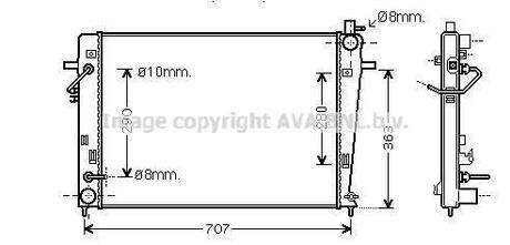 Радиатор системы охлаждения HYUNDAI: TUCSON (JM) 2.0i2.0CRDi2.0CRDi 4WD mtrs. G4GCD4EAD4EA-V 04-10  KIA: SPORTAGE (JE_KM_) 2.0CRDi2.0CRDi 4WD mtr. D4EA 04- (АКПП) AVA COOLING HY2203