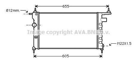 Радиатор системы охлаждения OPEL: COMBO (71_) 1.2-1.4i16V 94-01, CORSA B (73_78_79_) 1.2-1.6iSiGSi16V 93-02, TIGRA (95_) 1.4i 16V1.6i 16V 94-00 (МКППAC-) AVA COOLING OLA2183