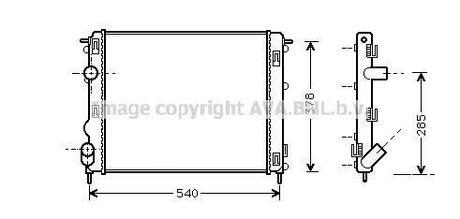 Радиатор системы охлаждения DACIA: LOGAN 1.5 dCi (LS0J) 04 -, LOGAN MCV 1.5 dCi 07 -  NISSAN: KUBISTAR (X76) 1.5 dCi 03 -  RENAULT: CLIO II (BB012_, CB012_) 1.5 dCi AVA COOLING RTA2270