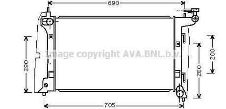 Радиатор системы охлаждения TOYOTA: COROLLA (_E12U_, _E12J_) 1.6 VVT-i 01 -, COROLLA Verso (_E12J_) 1.6 VVT-i1.8 VVT-i 01 - 04, COROLLA седан (_E12J_, _E12T_) 1.6 VVT-i 0 AVA COOLING TOA2290