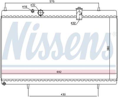 Радиатор системы охлаждения CITROEN: C5 (RC) 3.0 V6 (RCXFUF) 04-, C5 (RD) 3.0 V6 08-, C5 BREAK (RE) 3.0 V6 (REXFUF) 04-, C5 BREAK (TD) 3.0 V6 08-, C6 (TD) 3.0 V6 05- PEUGEOT: 4 NISSENS 61271