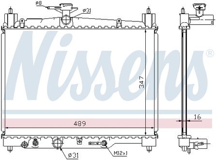 Радиатор системы охлаждения TOYOTA: ECHO (_P1_) 1.3i 16V mtr. 2SZ-FE 0403-0805, YARIS (_P1_) 1.0i 16V1.3i 16V mtrs. 1SZ-FE2NZ-FE2SZ-FE 0499-0905 (АКПП) NISSENS 64801