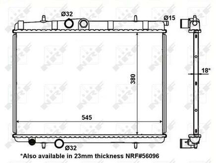 Радиатор системы охлаждения PEUGEOT 206 1.6 99- NRF 56095