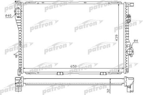 Радиатор системы охлаждения BMW: 5 (E39) 525td525tds 95-03, Touring (E39) 525tds,97-04, 7 (E38) 725tds 94-01 PATRON PRS3388