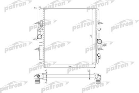 Радиатор системы охлаждения паяный PEUGEOT: 206 1.1-1.6 98-, (-AC) PATRON PRS3506