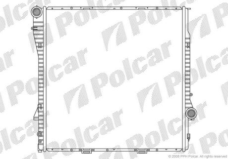 Радиатор охлаждения двигателя BMW X5(E53) - 3,04,43,0D АКПП (591x590x26)* Polcar 205008-3