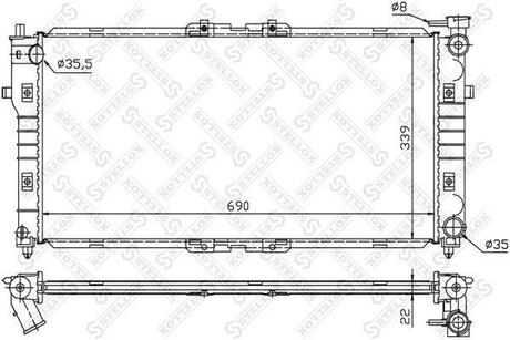 10-25033-SX_радиатор системы охлаждения! Mazda 626MX-6 1.8i-2.0i 91> STELLOX 10-25033-SX