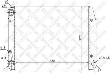 10-25043-SX_радиатор системы охлаждения! размеры сот: 430х322 Audi 80 1.3-1.8 83-91 STELLOX 10-25043-SX