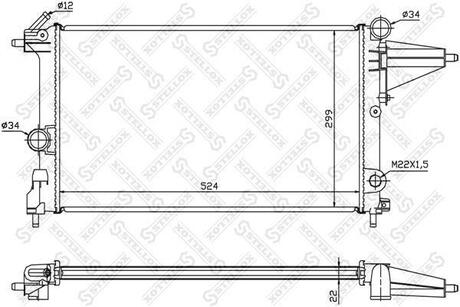 10-25047-SX_радиатор системы охлаждения! Opel Vectra 1.41.6 88-95 STELLOX 10-25047-SX