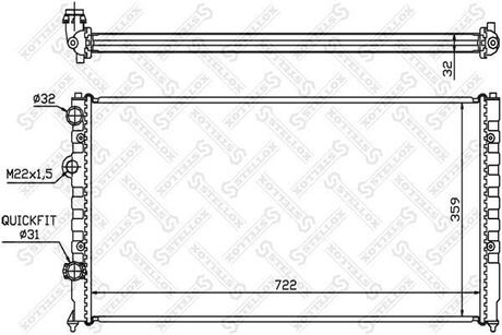 10-25073-SX_радиатор системы охлаждения! VW Passat 1.6i-2.9i 93-96 STELLOX 10-25073-SX