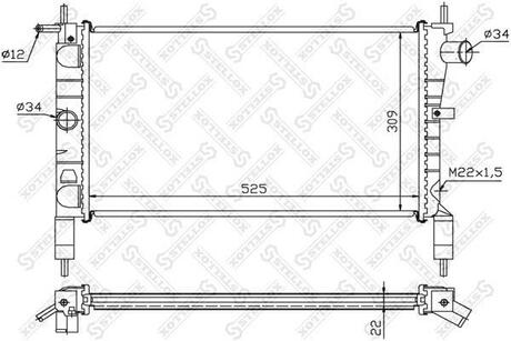 10-25102-SX_радиатор системы охлаждения! без AC Opel Astra 1.4i1.6i 91> STELLOX 10-25102-SX