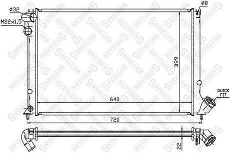 10-25105-SX_радиатор системы охлаждения! с AC Peugeot 406 1.6i1.8i 95> STELLOX 10-25105-SX