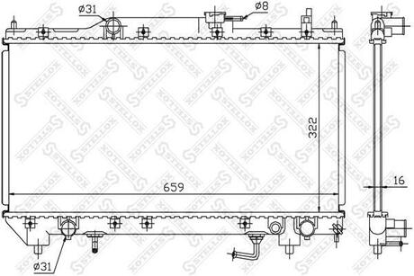 10-25112-SX_радиатор системы охлаждения! Toyota Avensis 1.6i1.8i 16V 98-00 STELLOX 10-25112-SX