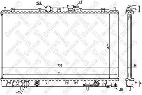 10-25179-SX_радиатор системы охлаждения! АКПП Mitsubishi Galant 2.02.4 96-00 STELLOX 10-25179-SX