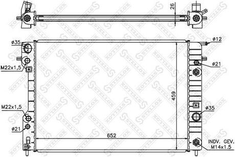 10-25247-SX_радиатор системы охлаждения! с AC АКПП Opel Omega 2.5-3.2 V6 94> STELLOX 10-25247-SX