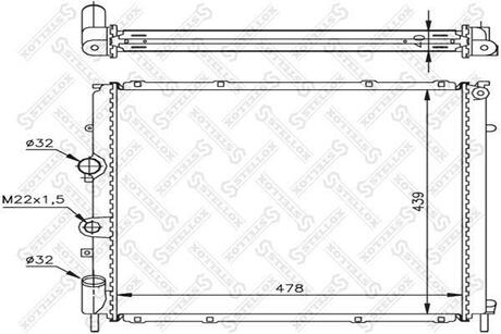 10-25264-SX_радиатор системы охлаждения! без AC Renault Kangoo 1.9D 97> STELLOX 10-25264-SX