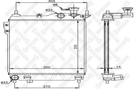 10-25312-SX_радиатор системы охлаждения! МКПП Hyundai Getz 06-091.1-1.3i 12V 02-06 STELLOX 10-25312-SX