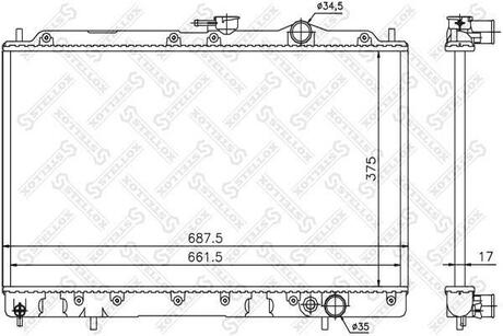 10-25370-SX_радиатор системы охлаждения! Mitsubishi Galant 1.82.0GTi 87> STELLOX 10-25370-SX