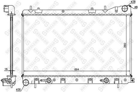 10-25396-SX_радиатор охлаждения! АКПП, без горловины Subaru Forester 2.0i 02-05 STELLOX 10-25396-SX