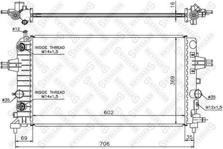10-25400-SX_радиатор системы охлаждения! АКПП Opel Astra H 1.41.6 04> STELLOX 10-25400-SX