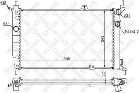 10-25416-SX_радиатор системы охлаждения! с AC Opel Astra 1.4-2.0i 91> STELLOX 10-25416-SX