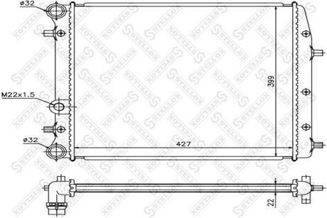 10-25462-SX_радиатор системы охлаждения! МКПП VW Polo 1.4i 02-08, Seat CordobaIbiza STELLOX 10-25462-SX