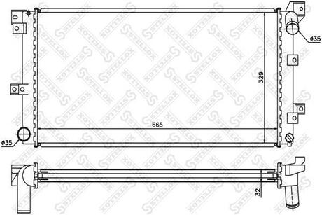 10-25611-SX_радиатор системы охлаждения! Chrysler Voyager 2.5TD 95-01 STELLOX 10-25611-SX