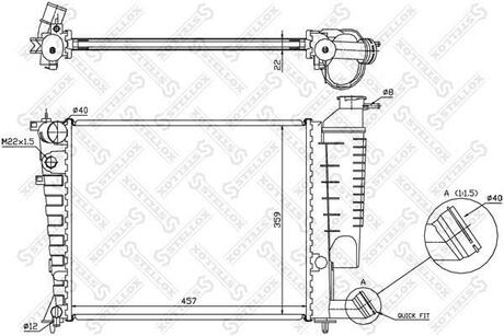 10-25660-SX_радиатор системы охлаждения! без AC МКПП Citroen Xsara 1.4-1.8i 98> STELLOX 10-25660-SX