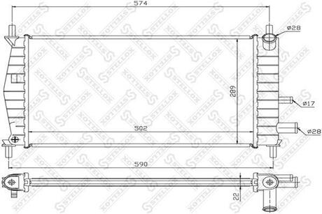 10-25799-SX_радиатор системы охлаждения! без AC МКПП Ford Fiesta, Mazda 121 1.3 95-02 STELLOX 10-25799-SX