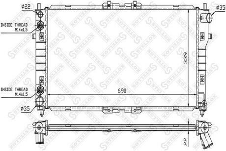 10-25858-SX_радиатор системы охлаждения! АКПП Mazda 626 GEMX-6 2.5 93-97 STELLOX 10-25858-SX