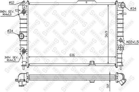 10-26012-SX_радиатор системы охлаждения! АКПП Opel Vectra 1.4-1.7D 88-95 STELLOX 10-26012-SX