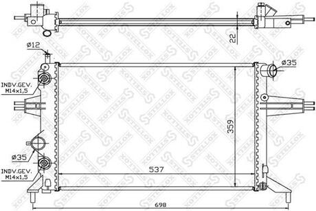 10-26066-SX_радиатор системы охлаждения! без АС МКПП Opel Astra G 1.4-1.8 98> STELLOX 10-26066-SX