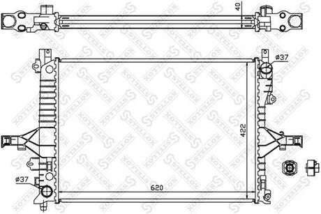 10-26457-SX_радиатор системы охлаждения! МКПП Volvo V70 all 00-07 S80 2.0-2.9i 98-06 STELLOX 10-26457-SX