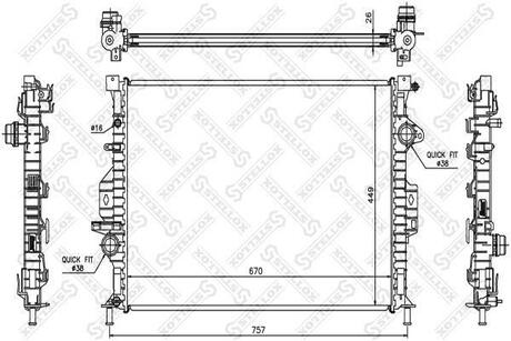 10-26464-SX_радиатор охлаждения! АКПП Ford Mondeo 2.0TDCi 07> STELLOX 10-26464-SX