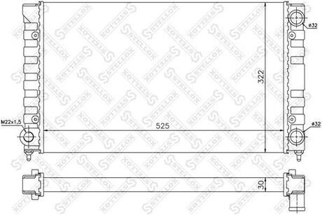 10-26574-SX_радиатор системы охлаждения! МКПП Seat Toledo I 1.6i 8V 97-98 STELLOX 10-26574-SX