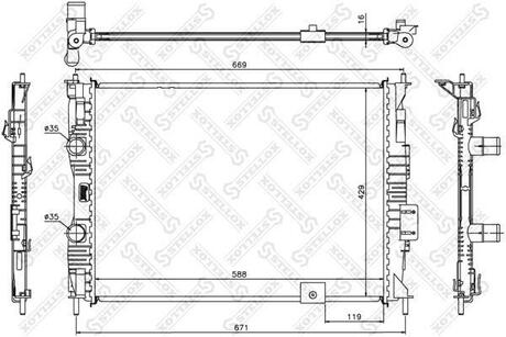 10-26588-SX_радиатор системы охлаждения! Nissan Qashqai 2.0 МКПП 07> STELLOX 10-26588-SX