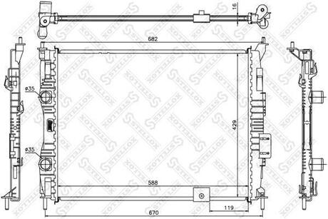 10-26589-SX_радиатор системы охлаждения! МКПП Nissan Qashqai 1.6 07> STELLOX 10-26589-SX