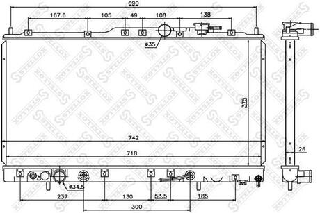 10-26764-SX_радиатор системы охлаждения! АКПП Mitsubishi Galant 3.0i 96> STELLOX 10-26764-SX