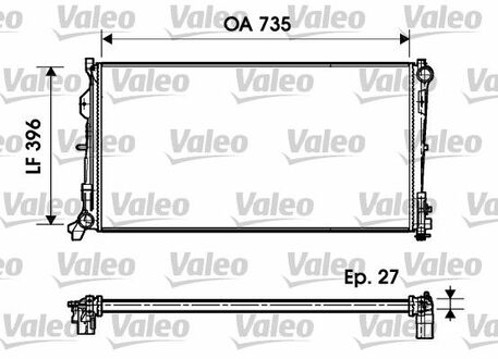 Радиатор системы охлаждения CHRYSLER: VOYAGER III 2.8 CRD 00- Valeo 732956